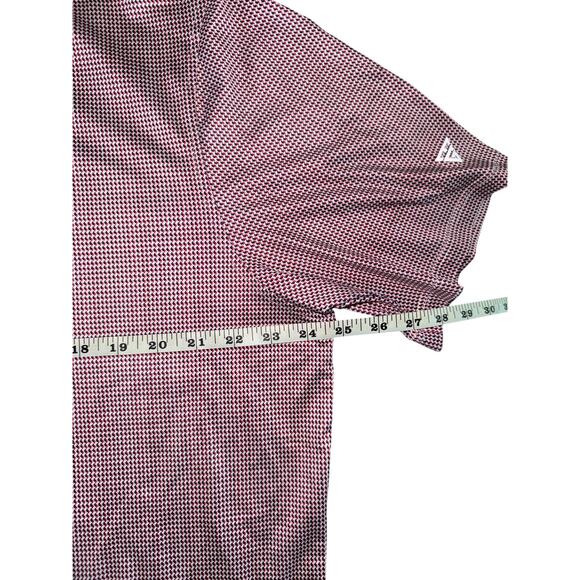 Maelreg Men’s XL Performance Polo Red Black Micro Check Golf Shirt Stretch - Picture 9 of 9